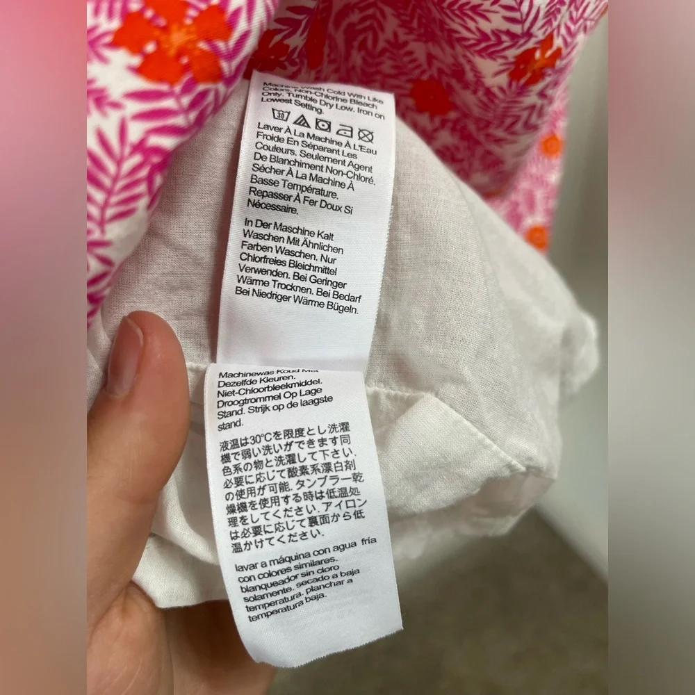 JCrew Floral Print Tiered Ruffle Sleeveless Pink Orange Cotton Dress Sz 0 - Picture 14 of 15